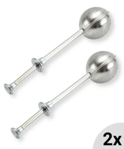 Blended Lifestyle® Theezeef Met Veer - Set Van 2 - Inclusief Lekplaatjes - Geschikt Voor Losse Kruiden