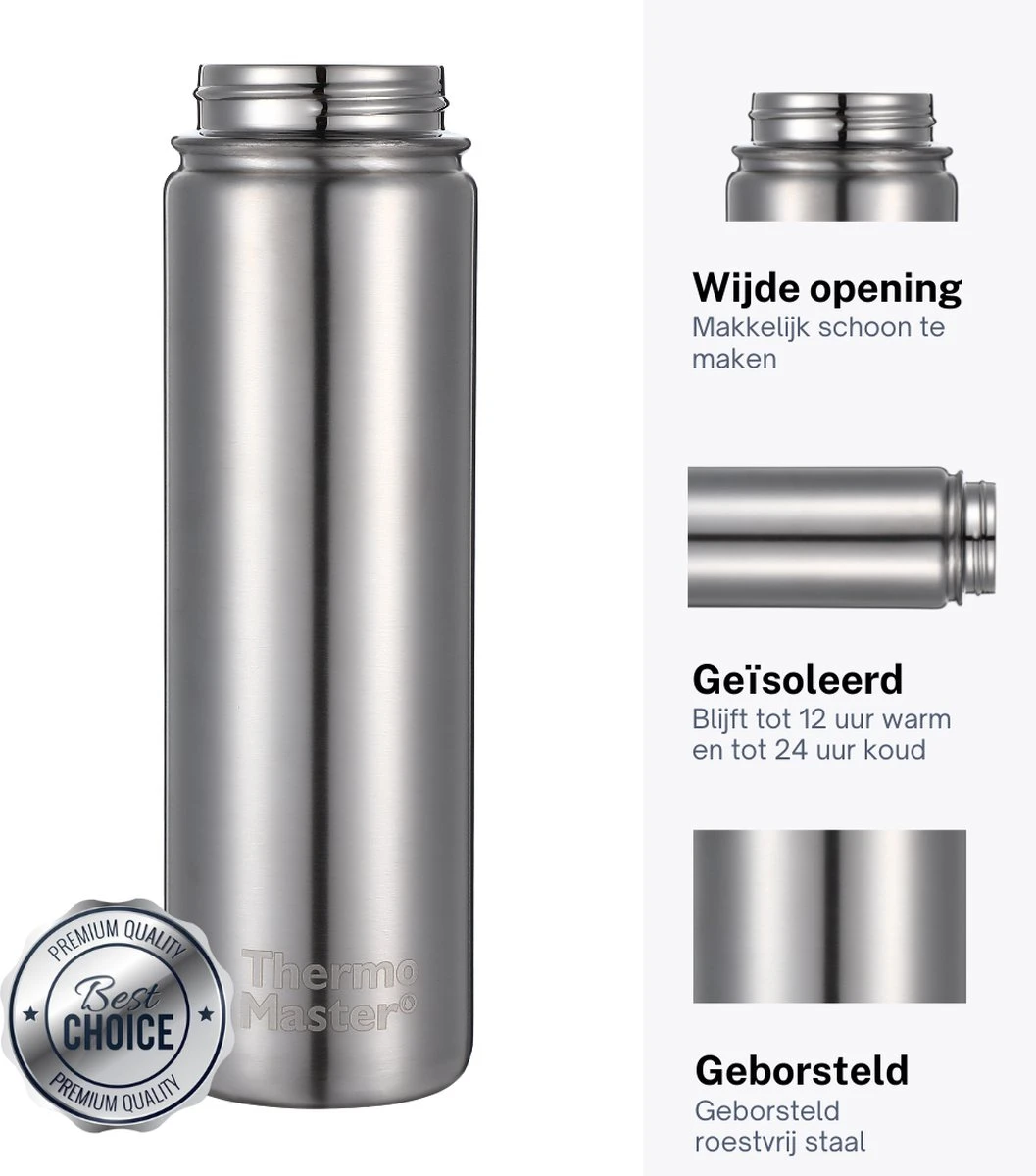 Thermo Master MasterBottle Drinkfles Met 3 Doppen - 650 Ml - Staal 5 Thermo Master MasterBottle Drinkfles Met 3 Doppen - 650 Ml - Staal - Afbeelding 3