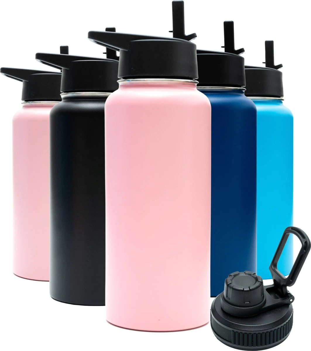 Thermosfles - Pastel Pink - 1 Liter - Extra Dop Met Rietje & Drinktuit - Thermosflessen - Isoleerfles - BPA Vrij - Lekvrij - Thermosfles 1 Liter - Isoleerfles 1 Liter - Thermoskan - Isoleerbeker - Thermosbeker 3 Thermosfles - Pastel Pink - 1 Liter - Extra Dop Met Rietje & Drinktuit - Thermosflessen - Isoleerfles - BPA Vrij - Lekvrij - Thermosfles 1 Liter - Isoleerfles 1 Liter - Thermoskan - Isoleerbeker - Thermosbeker