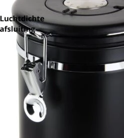 Castagnola Koffie Bewaarbus - Luchtdicht Met CO2 Uitlaat - Voor 600 Gram Koffiebonen - Koffieblik Matzwart Voorraadbussen - Voorraadbus - 1.8L -Beste Koffie Winkel 1077x1200