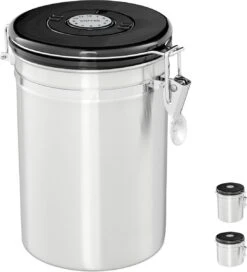 Relaxdays Voorraadbus Koffie - Koffieblik - Luchtdicht - Koffiebus - Zilver - Metaal Groot