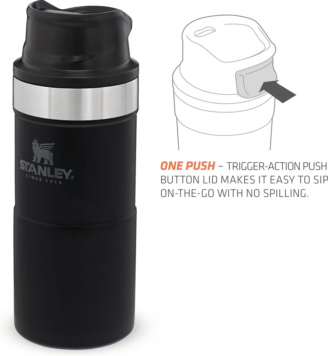 Stanley Trigger-Action Travel Mug 0.47L - Thermosfles - Matt Black 12 Stanley Trigger-Action Travel Mug 0.47L - Thermosfles - Matt Black - Afbeelding 10