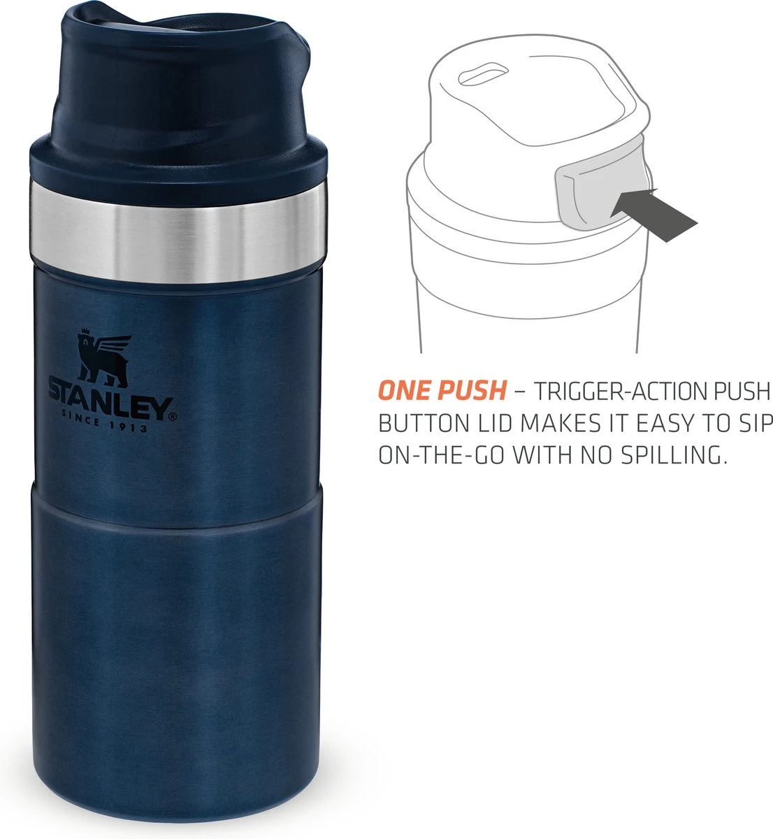 Stanley Classic Trigger-Action Thermosfles - 0.35L- Nightfall 8 Stanley Classic Trigger-Action Thermosfles - 0.35L- Nightfall - Afbeelding 6