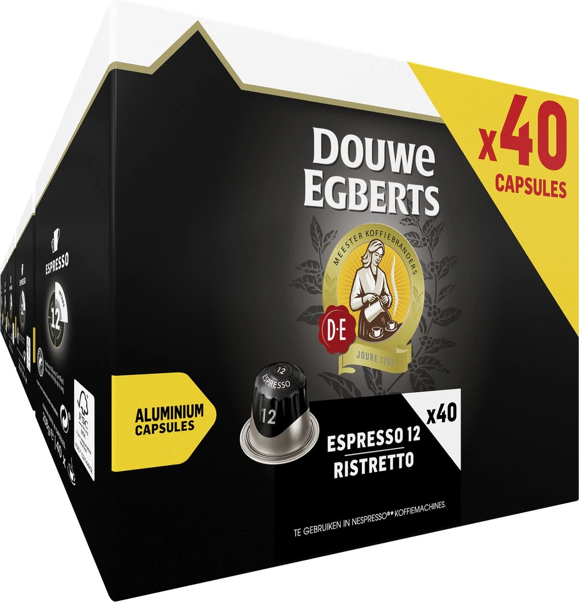 Douwe Egberts Espresso Ristretto Koffiecups (12) - 5 X 40 Koffiecups 3 Douwe Egberts Espresso Ristretto Koffiecups (12) - 5 X 40 Koffiecups