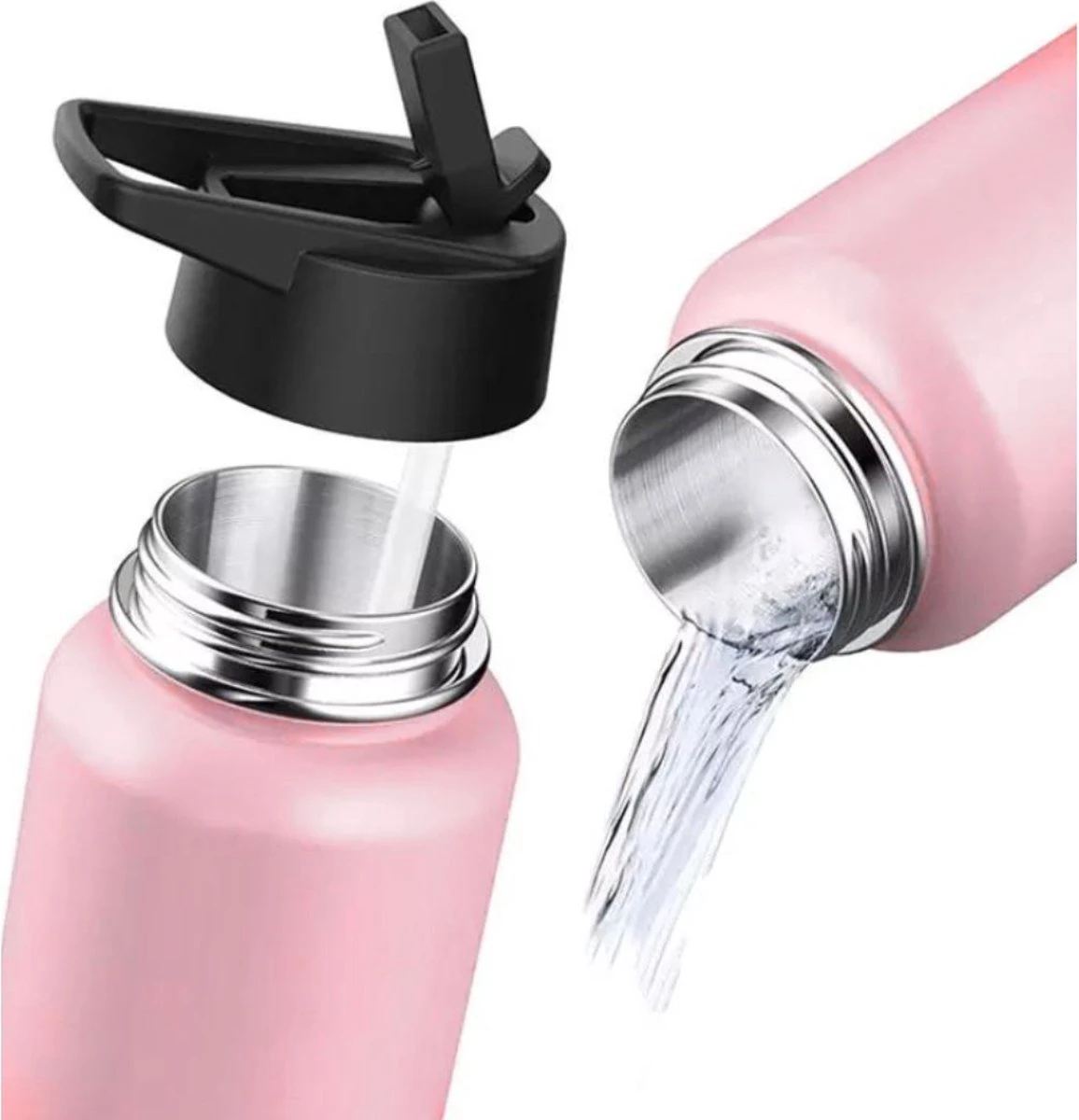 Thermosfles - Pastel Pink - 1 Liter - Extra Dop Met Rietje & Drinktuit - Thermosflessen - Isoleerfles - BPA Vrij - Lekvrij - Thermosfles 1 Liter - Isoleerfles 1 Liter - Thermoskan - Isoleerbeker - Thermosbeker 5 Thermosfles - Pastel Pink - 1 Liter - Extra Dop Met Rietje & Drinktuit - Thermosflessen - Isoleerfles - BPA Vrij - Lekvrij - Thermosfles 1 Liter - Isoleerfles 1 Liter - Thermoskan - Isoleerbeker - Thermosbeker - Afbeelding 3