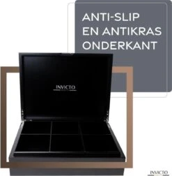 Invicto Products Theedoos 6 Vaks - Ruimte Voor 120 Theezakjes - Bamboe - Anti Slip En Anti Kras - Zwart -Beste Koffie Winkel 1176x1200