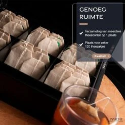 Invicto Products Theedoos 6 Vaks - Ruimte Voor 120 Theezakjes - Bamboe - Anti Slip En Anti Kras - Zwart -Beste Koffie Winkel 1198x1200 2