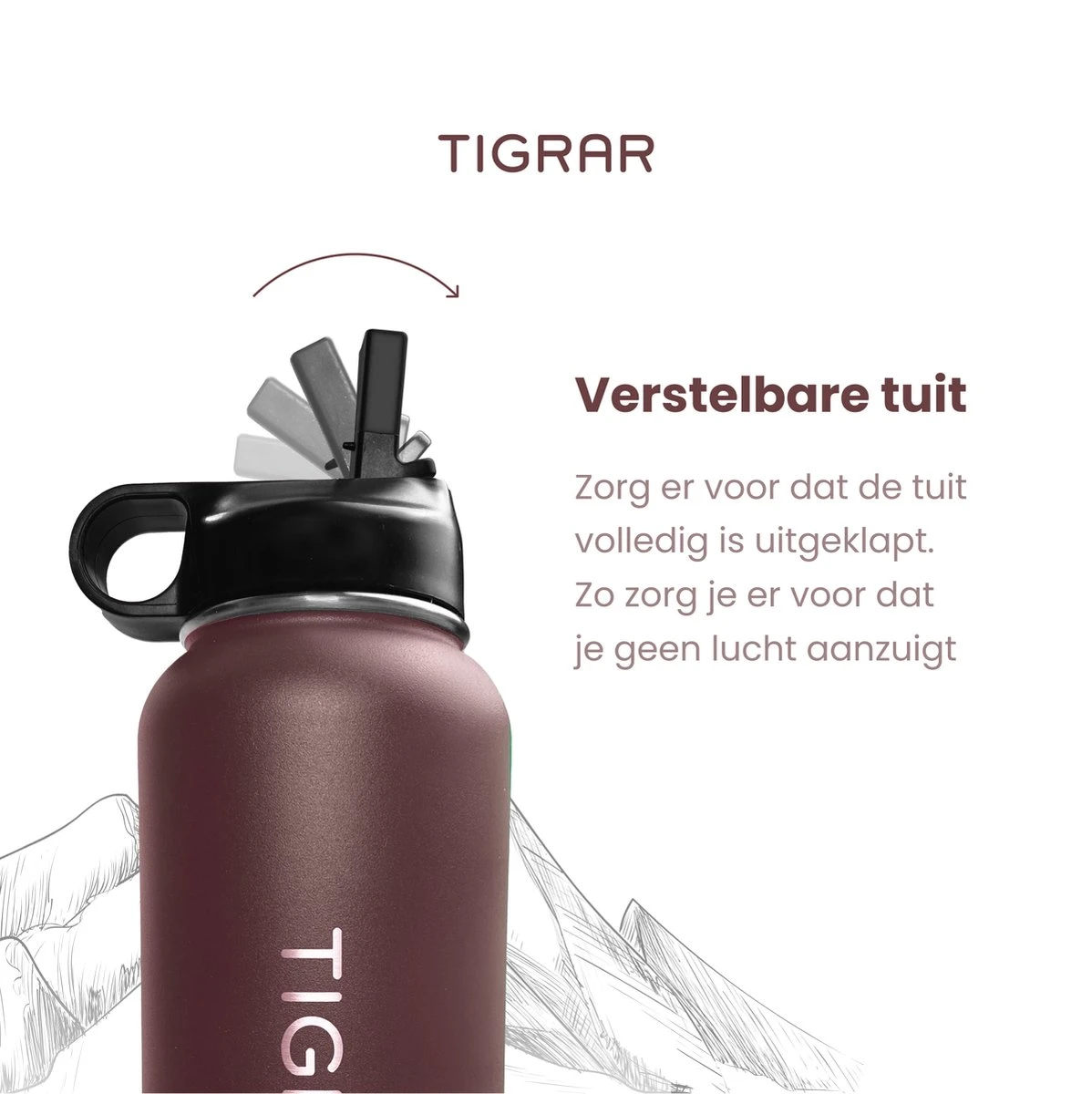 Tigrar - Waterfles Met Rietje - Drinkfles 1 Liter - Thermosfles - RVS - Rood - Incl. Extra Dop, 3 Rietjes En Reiniger 10 Tigrar - Waterfles Met Rietje - Drinkfles 1 Liter - Thermosfles - RVS - Rood - Incl. Extra Dop, 3 Rietjes En Reiniger - Afbeelding 8