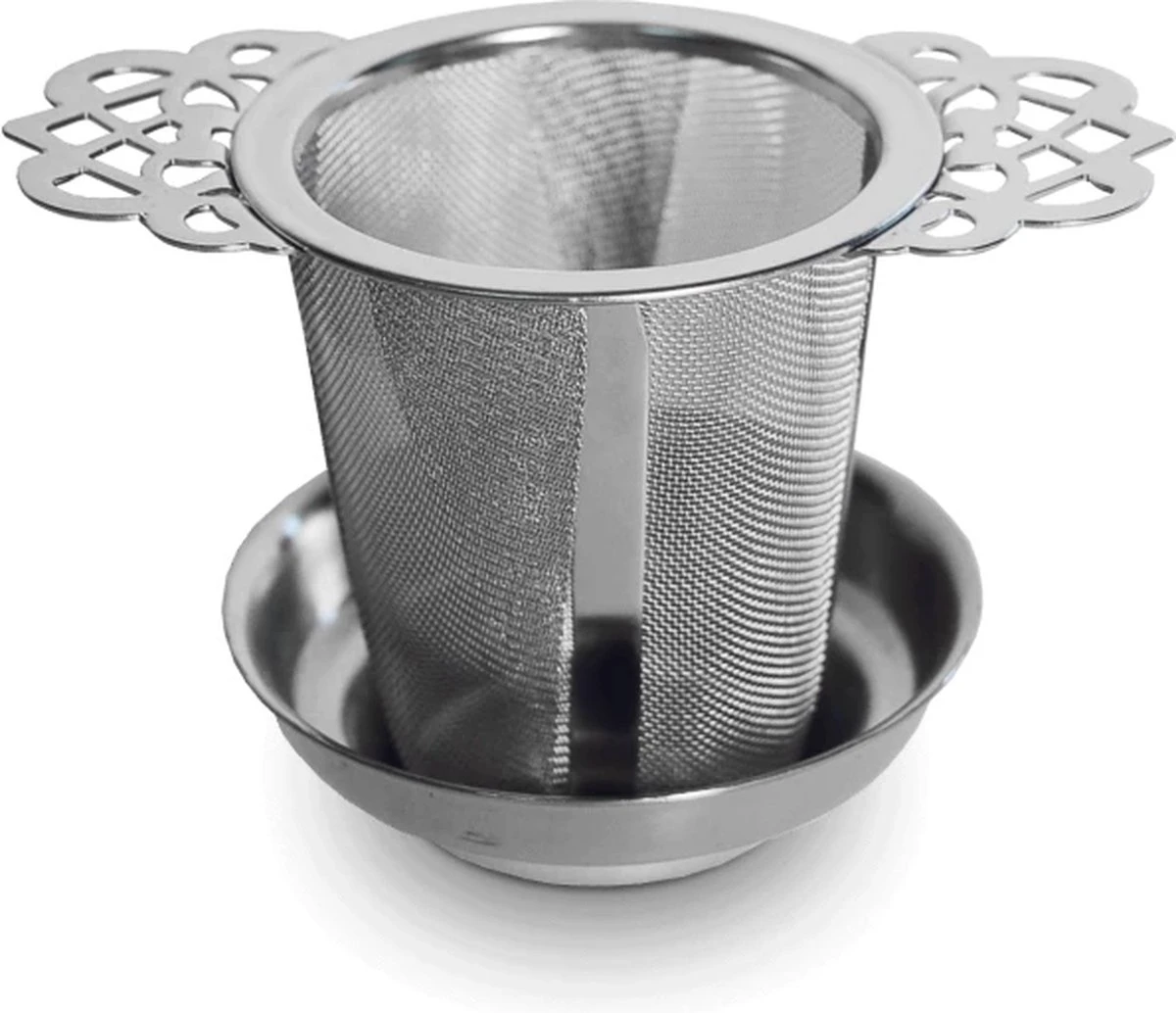 Theezeef - Theefilter - Voor Losse Thee - Met Uitlekbakje - Horeca Gebruik 3 Theezeef - Theefilter - Voor Losse Thee - Met Uitlekbakje - Horeca Gebruik