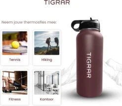 Tigrar - Waterfles Met Rietje - Drinkfles 1 Liter - Thermosfles - RVS - Rood - Incl. Extra Dop, 3 Rietjes En Reiniger 16 Tigrar - Waterfles Met Rietje - Drinkfles 1 Liter - Thermosfles - RVS - Rood - Incl. Extra Dop, 3 Rietjes En Reiniger -Beste Koffie Winkel 1200x1044 3