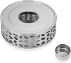 INTIRILIFE Theepot Warmer In Zilver – Roestvrijstalen Theepot Met Patroon Voor Hittebestendige Theepotten – Roestvrijstalen Theewarmer Voor Koffie, Thee En Nog Veel Meer.
