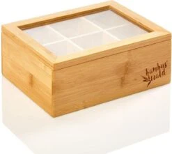 Bambuswald© Houten Theedoos Met 6 Vakken Gemaakt Van 100% Duurzame Bamboe -Beste Koffie Winkel 1200x1075