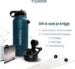 Tigrar - Waterfles - Drinkfles - Thermosfles 1 Liter Dubbelwandig - RVS - (Staal) Blauw - Incl. Extra Dop 3 Rietjes En Reiniger 13 Tigrar - Waterfles - Drinkfles - Thermosfles 1 Liter Dubbelwandig - RVS - (Staal) Blauw - Incl. Extra Dop 3 Rietjes En Reiniger -Beste Koffie Winkel 1200x1093 1