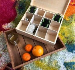 12 Vaks Theedoos - Houten Theedoos -Beste Koffie Winkel 1200x1126