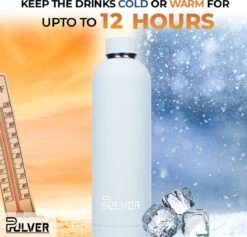 Pulver - RVS Thermosfles / Drinkfles – BPA Vrij – 750 Ml - Waterfles Met Draaidop – Drinkfles – Dubbele Isolatie - Rubberen Coating- Licht Groen -Beste Koffie Winkel 1200x1150