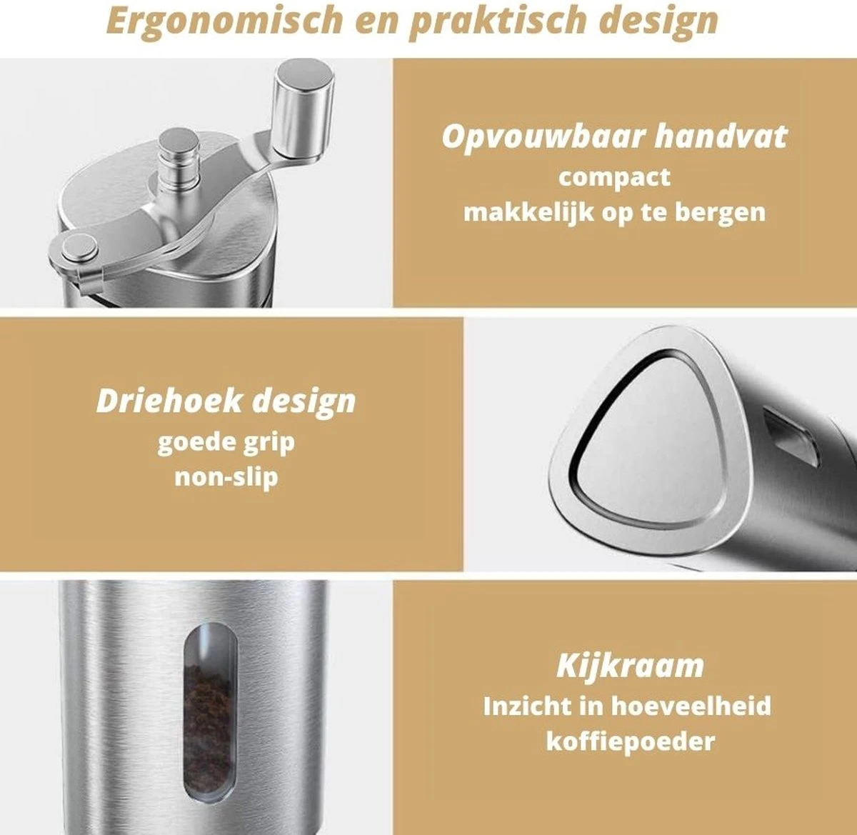 Comes In Handy - Koffiemolen Handmatig - Keramische Kern - Roestvrijstaal - Instelbare Maalgraad 7 Comes In Handy - Koffiemolen Handmatig - Keramische Kern - Roestvrijstaal - Instelbare Maalgraad - Afbeelding 5