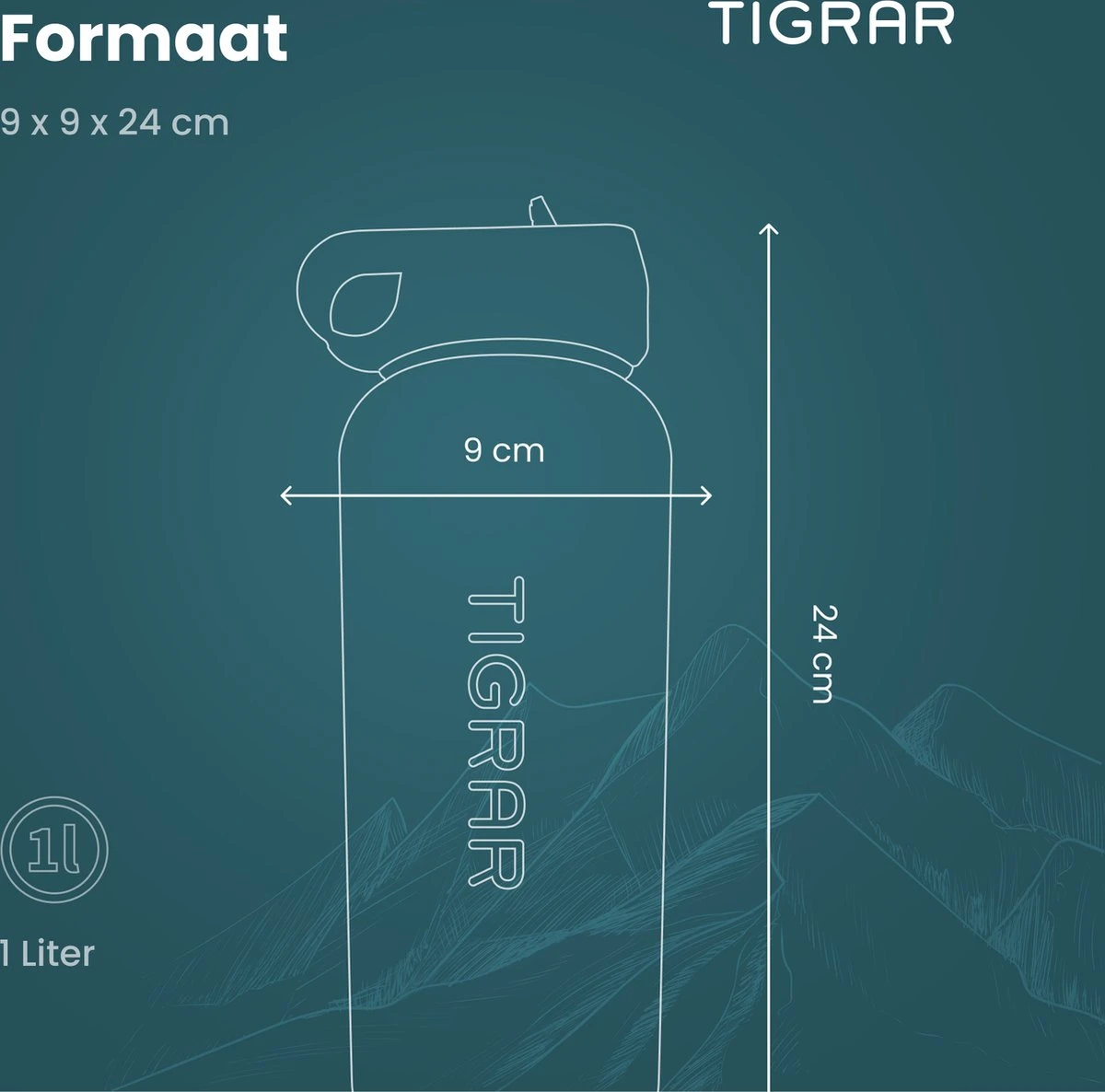 Tigrar - Waterfles - Drinkfles - Thermosfles 1 Liter Dubbelwandig - RVS - (Staal) Blauw - Incl. Extra Dop 3 Rietjes En Reiniger 12 Tigrar - Waterfles - Drinkfles - Thermosfles 1 Liter Dubbelwandig - RVS - (Staal) Blauw - Incl. Extra Dop 3 Rietjes En Reiniger - Afbeelding 10