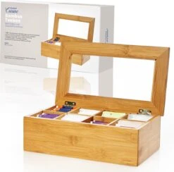 Lumaland Cuisine - Theedoos Van Bamboe - Theebox Met 8 Vakken - Duurzam Decoratief Materiaal - Ca. 28 X 16 X 9 Cm -Beste Koffie Winkel 1200x1187