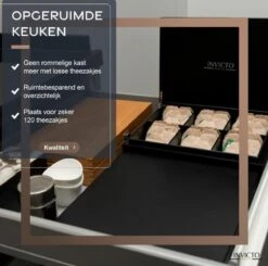 Invicto Products Theedoos 6 Vaks - Ruimte Voor 120 Theezakjes - Bamboe - Anti Slip En Anti Kras - Zwart -Beste Koffie Winkel 1200x1192 1