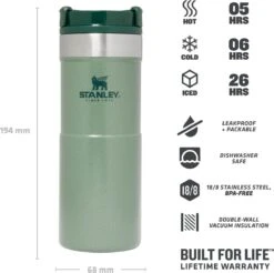 Stanley The NeverLeak™ Travel Mug 0,35L NEW - Thermosfles - Hammertone Green 22 Stanley The NeverLeak™ Travel Mug 0,35L NEW - Thermosfles - Hammertone Green -Beste Koffie Winkel 1200x1197 10