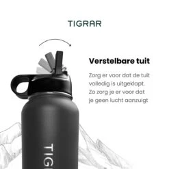 Tigrar - Drinkfles - Waterfles - Thermosfles 1 Liter - RVS - (Grafiet) Zwart - Incl. Extra Dop 3 Rietjes En Reiniger -Beste Koffie Winkel 1200x1200 192