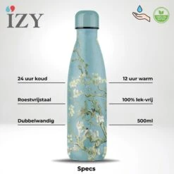 IZY Bottles X Van Gogh Museum - Amandelbloesem | 500 ML | Thermosfles | Drinkfles | Waterfles | Schoolfles | Isoleerfles | Beker | Drinkbeker | Koud | Warm | Fles | Back To School | 500ml -Beste Koffie Winkel 1200x1200 193