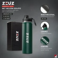 ZEUZ® Premium RVS Thermosfles & Drinkfles – Waterfles Met Rietje - BPA Vrij – 700 Ml - Mat Groen -Beste Koffie Winkel 1200x1200 229