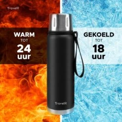 TravelR Thermosfles - Thermoskan - Drinkfles - Isoleerfles - BPA Vrij - Roestvrij Staal - 750 ML - Mat Zwart -Beste Koffie Winkel 1200x1200 355