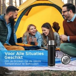 TravelR Thermosfles - Thermoskan - Drinkfles - Isoleerfles - BPA Vrij - Roestvrij Staal - 750 ML - Mat Zwart -Beste Koffie Winkel 1200x1200 356