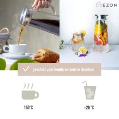 MÊZON® Schenkkan - Glazen Waterkan - Waterkaraf Voor Fruitwater - Multifunctionele Decanteer Karaf - Kan Met Deksel - 1.5L Capaciteit -Beste Koffie Winkel 1200x1200 407