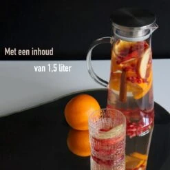 MÊZON® Schenkkan - Glazen Waterkan - Waterkaraf Voor Fruitwater - Multifunctionele Decanteer Karaf - Kan Met Deksel - 1.5L Capaciteit -Beste Koffie Winkel 1200x1200 408