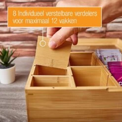 Amazy Theedoos Bamboe Extra Groot Met Lade En Theeplank - Thee Opslag Voor Theezakjes, Organizer Houten Doos Met Theekist, Theedozen Met 8 Verstelbare Verdelers, Opbergdoos -Beste Koffie Winkel 1200x1200 44