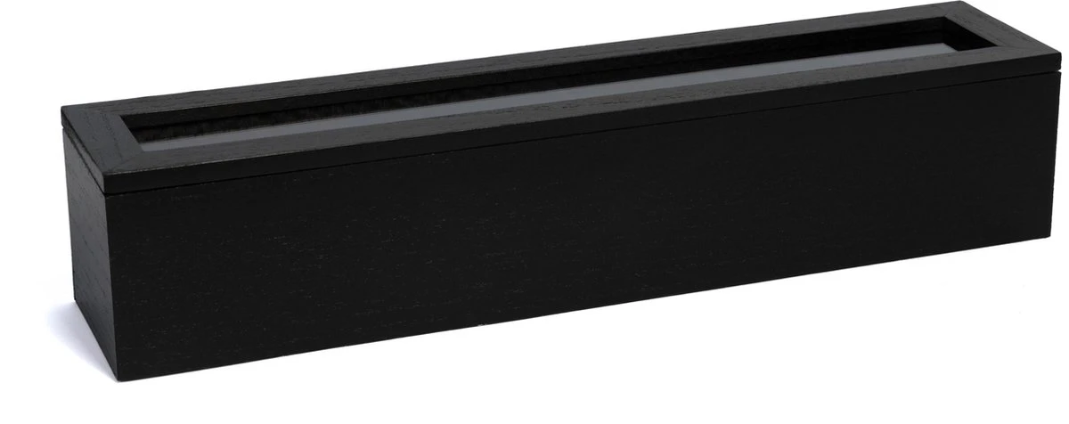 CasaLupo Theedoos Zwart 6-vaks - Met Fluweel - 43 X 9 Cm 4 CasaLupo Theedoos Zwart 6-vaks - Met Fluweel - 43 X 9 Cm - Afbeelding 2