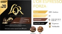 L'OR Espresso Forza Koffiecups - Intensiteit 9/12 - 10 X 20 Capsules -Beste Koffie Winkel 1200x669