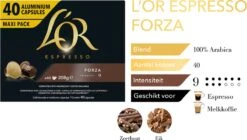 L'OR Espresso Forza Koffiecups - Intensiteit 9/12 - 4 X 40 Capsules -Beste Koffie Winkel 1200x678 2