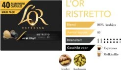 L'OR Espresso Ristretto Koffiecups - Intensiteit 11/12 - 4 X 40 Capsules -Beste Koffie Winkel 1200x691