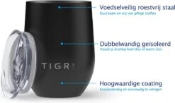TIGR Cups - Drinkbekers - Thermosbekers - RVS - Set Van 2 - 350ml - Zwart/Rosé Goud -Beste Koffie Winkel 1200x710 4