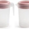 2x Stuks Waterkan/sapkan Transparant/roze Met Deksel 1 Liter Kunststof- Smalle Schenkkan Die In De Koelkastdeur Past -Beste Koffie Winkel 1200x754