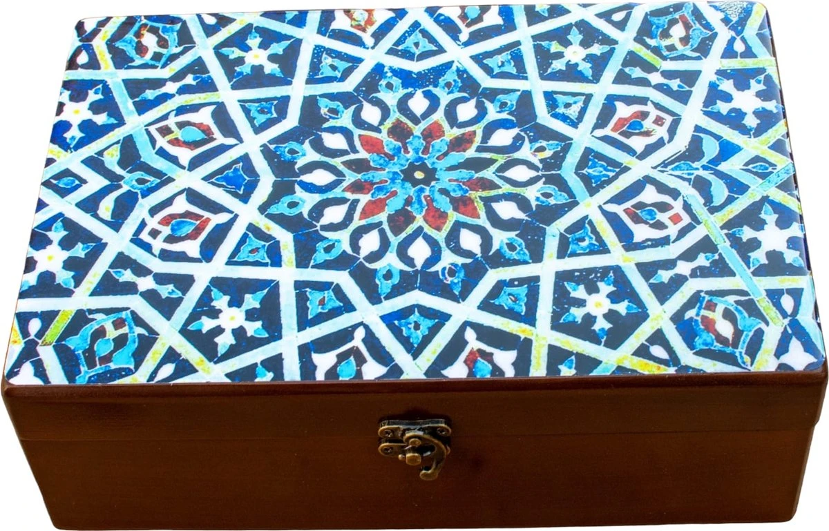 Perzische Theedoos Dahlia 20x30cm- Perzisch Patroon - Houtwerk - Persis Treasures 3 Perzische Theedoos Dahlia 20x30cm- Perzisch Patroon - Houtwerk - Persis Treasures