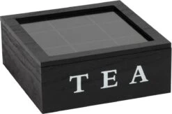 Merkloos Theekist - Zwart - Hout 9-Vaks - Glazen Deksel - Theedoos -Beste Koffie Winkel 1200x792