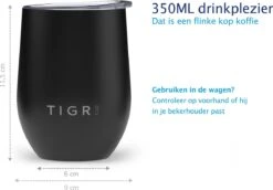 TIGR Cups - Drinkbekers - Thermosbekers - RVS - Set Van 2 - 350ml - Zwart/Rosé Goud -Beste Koffie Winkel 1200x834 1