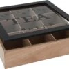 Merkloos Theekist - Bruin - Hout 9-Vaks - Glazen Deksel - Theedoos - Tea Break -Beste Koffie Winkel 1200x850