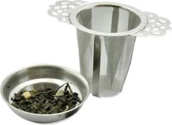 Theefilter RVS - Theezeef Losse Thee Voor Kop Of Hele Pot Met Houder En Lekbakje -Beste Koffie Winkel 1200x870