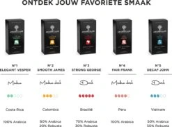 Aroma Club - Nespresso Compatible Capsules (120 St.) - No. 2 Smooth James - Intensiteit 3/5 - Espresso & Lungo - 100% Aluminium Koffiecups -Beste Koffie Winkel 1200x889 2