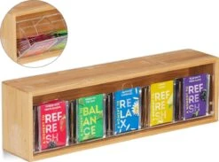 Relaxdays Theedoos 5 Vaks - Theekist - Theezakjeshouder - Bamboe - Voor Ca. 10 Theezakjes 22 Relaxdays Theedoos 5 Vaks - Theekist - Theezakjeshouder - Bamboe - Voor Ca. 10 Theezakjes -Beste Koffie Winkel 1200x889