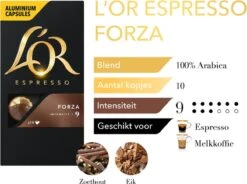 L'OR Espresso Forza Koffiecups - Intensiteit 9/12 - 10 X 10 Capsules -Beste Koffie Winkel 1200x894