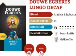 Douwe Egberts Lungo Decaf Koffiecups - Intensiteit 6/12 - 10 X 10 Capsules -Beste Koffie Winkel 1200x895 1