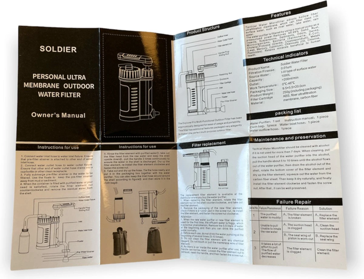 Luxe Water Filter Straw Incl. Waterzak - Complete Set - Waterfilter - Waterfles - Waterzuiveraar - Outdoor Life - Survival - BPA-vrij - Filtert 5000LL 6 Luxe Water Filter Straw Incl. Waterzak - Complete Set - Waterfilter - Waterfles - Waterzuiveraar - Outdoor Life - Survival - BPA-vrij - Filtert 5000LL - Afbeelding 4