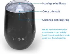 TIGR The Combo - Voordeelset Minimalist Thermosfles En Cup Warmhoudbeker - 500ml - Zwart Marmer -Beste Koffie Winkel 1200x929