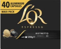 L'OR Espresso Ristretto Koffiecups - Intensiteit 11/12 - 4 X 40 Capsules -Beste Koffie Winkel 1200x965 1